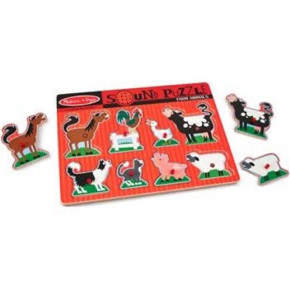 2 NEW Melissa & Doug Zoo & Farm Animals Wooden Peg Sound 8pc Puzzles 🧩 2Yrs+ - Picture 14 of 16